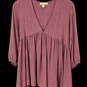 Final Touch | Mauve Babydoll Tunic | 3/4 Sleeve | Medium